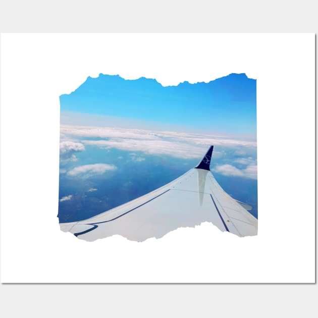 Plane window view Photography design with blue sky and ocean sea nature lovers Wall Art by BoogieCreates